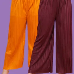mast & harbour Women Regular Fit Yellow, Maroon Polyester Trousers-picture-14