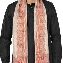 WEAVERS VILLA Polyester Wool Blend Self Design Men Shawl image 3