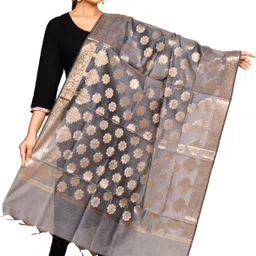 naveera Cotton Silk Woven Grey Women Dupatta-picture-47