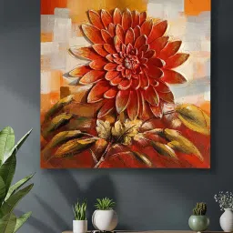 art street Orange Sunflower Wall Pianting Embossed Original On Canvas Painting image 1