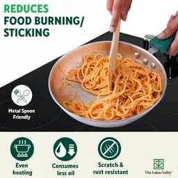 the indus valley Stainless Steel 3-Layer Bottom Fry Pan with Green Bakelite Handle - 8.2 inch Fry Pan 20.9 cm diameter 0.85 L capacity image 5