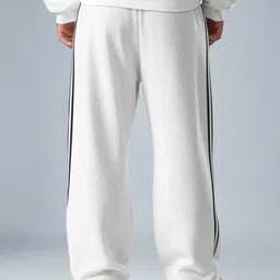 dockstreet Men Striped White Track Pants image 5