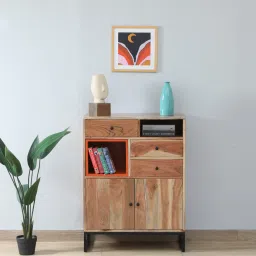 woodsworth from pepperfry Commodore Acacia Wood Sideboard In Natural Finish With 3 Darwers image 1
