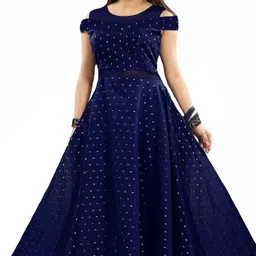 jsv fashion Women Gown Light Blue Maxi/Full Length Dress image 1