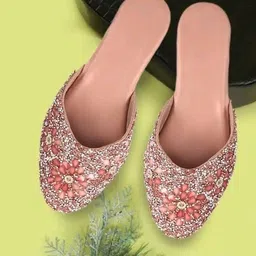 zadzed Girls Stylish Designer Jaipuri Rajasthani Mojari Bellies Slip On For Women image 1