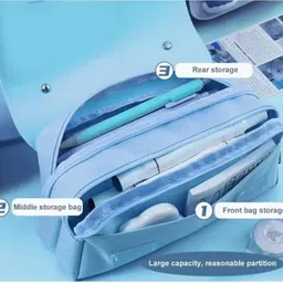 asmirahcreation Cute blue good girl pencil case for school students for organizing stationeries Printed Art Artificial Leather Pencil Box image 3