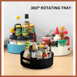 jsr 360° Rotating Multipurpose Storage Tray | Kitchen Organizer Lazy Susan Plastic 1 Pockets image 3