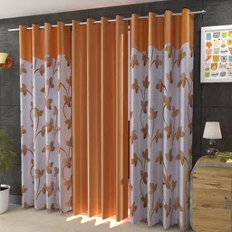 kraftiq homes 152 cm (5 ft) Polyester Semi Transparent Window Curtain (Pack Of 3) image 1