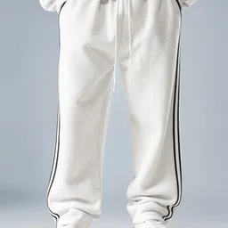 dockstreet Men Striped White Track Pants image 2