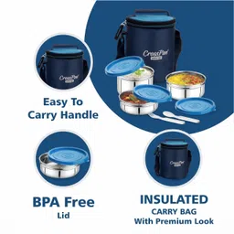 crosspan Stainless Steel Lunch Box 3 Containers Lunch Box image 4