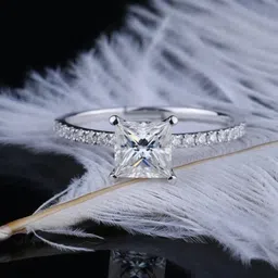 zarkan Princess Cut Silver Solitaire Diamond Ring For Girl & Women Silver Zircon Rhodium Plated Ring-picture-21