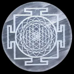 vastu vardan Crystal Selenite Charging Plate (3 INCH) Sri Yantra Selenite Plate Decorative Showpiece - 10.16 cm image 2