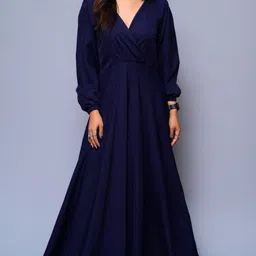 diyaz Women Maxi Dark Blue Full Length Dress-picture-20