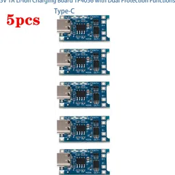 robo ocean Charging Module (TP4056) Type C [Pack of 5] 1A Li-Ion With Current Protection Electronic Components Electronic Hobby Kit image 2