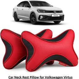 autofit Red, Black Leather Car Pillow Cushion for Maruti Suzuki-picture-33