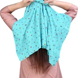 7 season's Printed Rayon Women Light Blue Scarf image 2