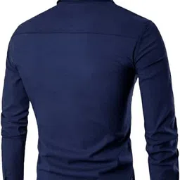 pearl ocean Men Slim Fit Solid Spread Collar Casual Shirt image 2