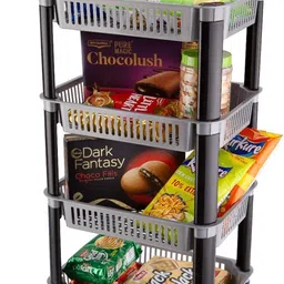 steelhaven Fruits/Vegetables Kitchen Rack Premium Plastic 4 Steps Kitchen Stand Basket for Office Use,Onion, Potato,Sabaji Plastic-picture-13