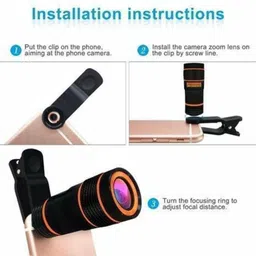 TechKing 12X Zoom Mobile Phone Telescope Lens for hd pictures With Adjustable Clip Mobile Phone Lens image 5