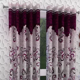 panipat textile hub 153 cm (5 ft) Window Polyester Semi Transparent Curtain (Pack Of 2) image 2
