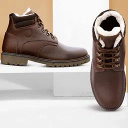 MOSCOW Leather Boots for Bikers Riders Trekking Trail & Hiking with Fur Lining Boots For Men-image-24