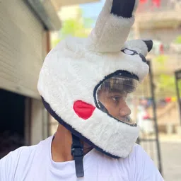 fluffnest WHITE PIKACHU Helmet Cover For Full Face Helmet Helmet Bike Fairing Kit image 3