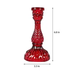 homesake Red Glass Table Tea Light Holders (Pack Of 2) image 3