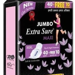 jumbo extra sure XXXL Pack 1 Of 40+10 Sanitary Napkins + Panty Liner Sanitary Pad-picture-22
