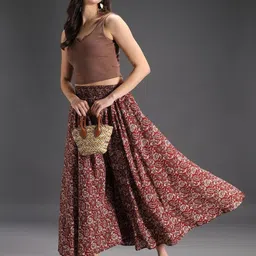 jingudi Women Flared Maroon Viscose Rayon Trousers-picture-27