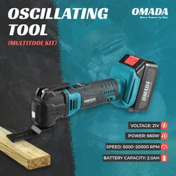 omadatools Cordless Oscillating Tool kit 2000 OPM Variable Speed & 4°Angle Multi Vise Tool image 2