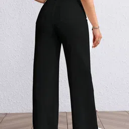 denim look Women Flared High Rise Black Jeans image 2