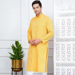 alquswa group Men Printed Cotton Blend Straight Kurta image 1