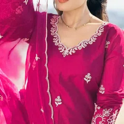 fanciflair Embroidered Anarkali Kurta, Bottom & Dupatta Set image 4