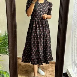 assamica Women Fit and Flare Black Midi/Calf Length Dress image 3