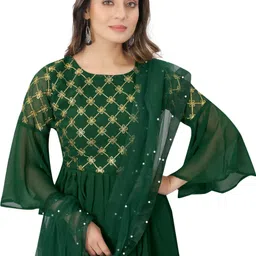 black patti Women Georgette Kurti Sharara Dupatta Set image 5