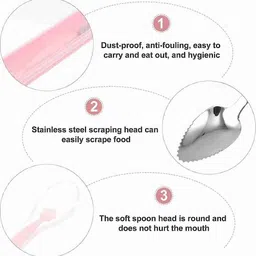 toonpur kids Double Head Soft Silicone Spoon with Scraper - Silicone, Steel, Plastic image 3
