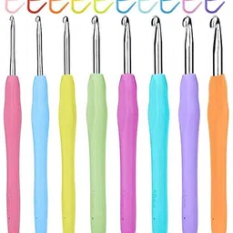 trexee 8 Pcs Crochet Hooks & Soft Grip Rubber & 10 Crochet Locking Hooks Sewing Tools Knitting Pin-picture-22