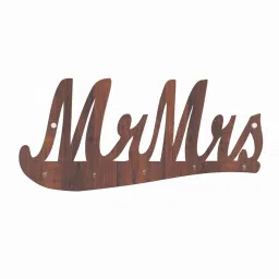 random Mrmrs Walnut Finish Mdf Wall Hanging With 5 Hooks Key Holder image 2