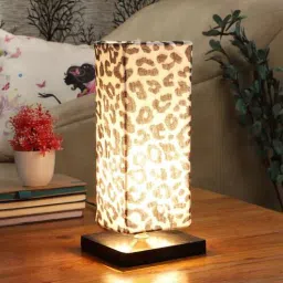 tu casa Black Square metal base Table lamp with Leopard Print shade-picture-20