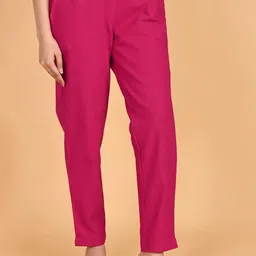 moirai Women Regular Fit Pink Pure Cotton Trousers-picture-47