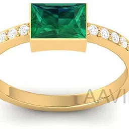 aavira Princess Cut Emerald Solitaire Engagement Ring Silver Ring-picture-13