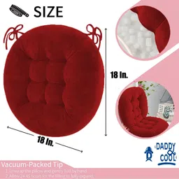 daddy cool Microfibre Cushion Pack of 2 Solid Round Velvet Cushion 18x18 Inch image 4