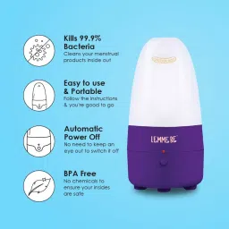 Lemme Be Menstrual Cup Sterilizer | Along With Measurement Cup | Kills 99.9% Germs With Steam in 3 Minutes | Automatic Power Off | Steam Sterilizer + Z Cup (Medium, Rainbow) Combo 25 ml image 3