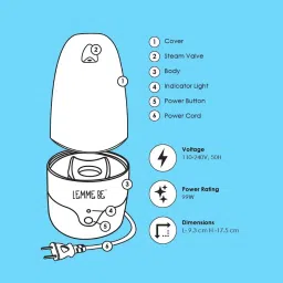 Lemme Be Menstrual Cup Sterilizer | Along With Measurement Cup | Kills 99.9% Germs With Steam in 3 Minutes | Automatic Power Off | Steam Sterilizer + Z Cup (Medium, Rainbow) Combo 25 ml image 4