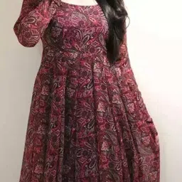 quick feb Women Printed Georgette Anarkali Kurta image 3