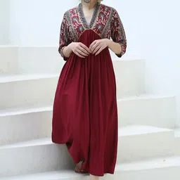 syndrella Women A-line Maroon Midi/Calf Length Dress-picture-18