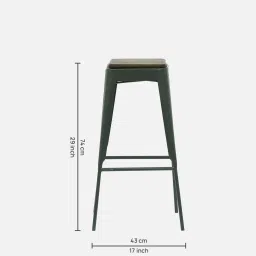 bohemiana from pepperfry Bunnett Solid Wood Bar Stool In Grey Colour image 2