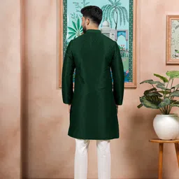 koshin Men Block Print Art Silk Straight Kurta image 2