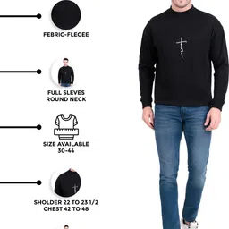 kavya retail Men Solid Round Neck Black Sweater image 2