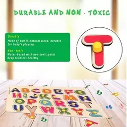 shreevi 3D Wooden capital alphabet puzzles with pictures for children image 4